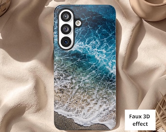 Mermaidcore ocean waves phone case, Coastal beach case, Summer vibes cover, 3D look faux resin cover, Gift for sea lovers, Beach lovers gift