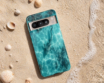 Shark faux resin phone case, Summer ocean waves case, Ocean creatures cover, Sealife ocean animal case, Sea animal case, Gift for sea lover
