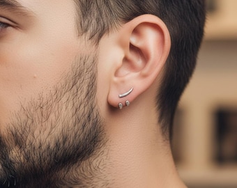 925 Sterling Silver Chevron Stud Earrings, Minimalist Unisex Everyday Jewelry