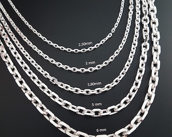 925 Sterling Silver Anchor Chain Necklace for Men, Mariner Link Silver Chain, Handmade Minimalist Necklace, Gift for Him