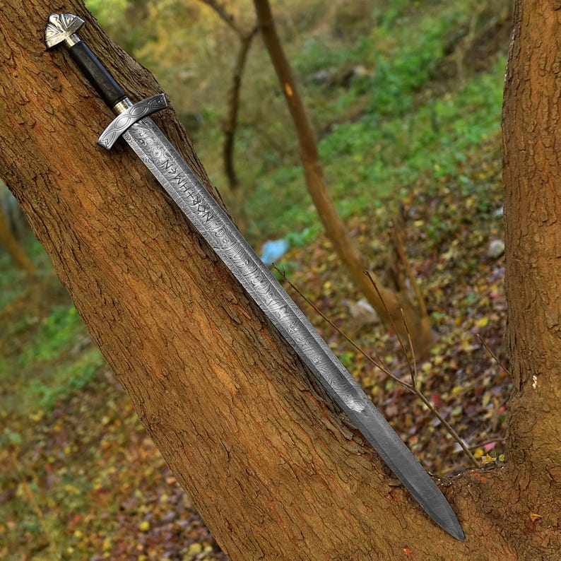 Viking Ritual Sword Damascus Steel Viking Sword Replica, Norse Celtic Broadsword, Cosplay ...