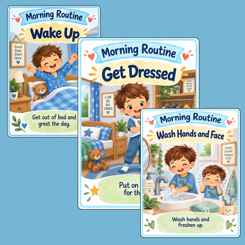Daily Routine Picture Chart for Kids Ages 4–6 | Printable Morning ...
