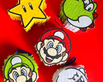Mario inspired Piñata, Princess Piñata, Handmade Birthday Party Decoration, Custom Kids Party Decor, Different Sizes and character options