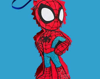 Spider Hero Piñata, Rode Superheld Verjaardagsfeest Piñata, Web Hero Feestdecoratie, Handgemaakte Kinderpiñata