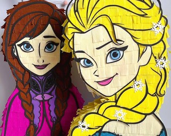 Eisprinzessinnen-Piñata, Schneekönigin-Geburtstags-Piñata, Winterprinzessinnen-Partydeko, handgefertigte Kinder-Piñata