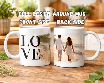 Personalized Photo Mug – Custom Coffee Cup with LOVE Design