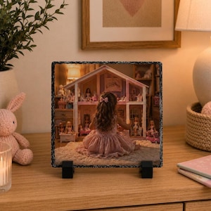 Personalized  Square Slate Photo Frame, Custom Photo Stone, Sublimated Picture Display. (5.5 x 5.5")