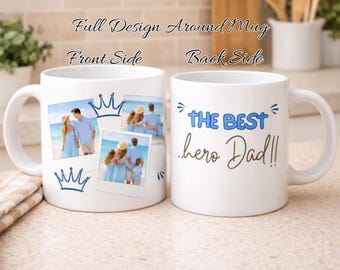 Personalized Photo Mug for Dad – Custom Hero Dad Gift – 11 oz Ceramic Keepsake
