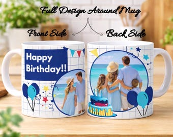 Custom Happy Birthday Photo Mug – Personalized Birthday Gift with Pictures
