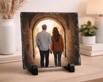 Personalized  Square Slate Photo Frame, Custom Photo Stone, Sublimated Picture Display