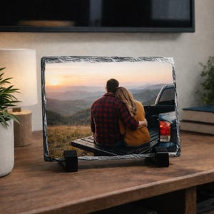 Personalized Rectangular Slate Photo Frame, Custom Photo Stone, Sublimated Picture Display