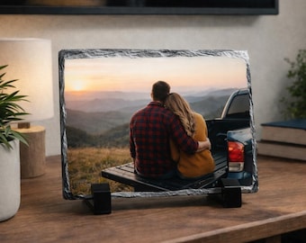 Personalized Rectangular Slate Photo Frame, Custom Photo Stone, Sublimated Picture Display