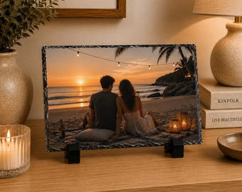 Personalized Rectangular Slate Photo Frame, Custom Photo Stone, Sublimated Picture Display. (3.5 x 5.5")