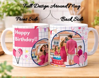 Custom Happy Birthday Photo Mug – Personalized Birthday Gift with Pictures