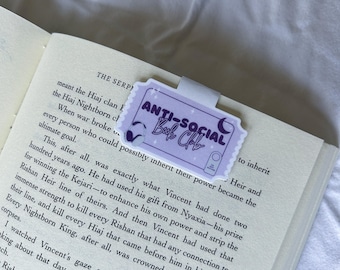Anti-Social Book Club Magnetic Bookmark, Cute Book Lover Gift, Bookish Accessory, Romance Reader Bookmark, Bookworm Gift