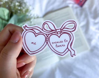 Enemies to Lovers Sticker, Bookish Sticker for Readers, Cute Reading Sticker, Waterproof Vinyl Sticker for Book Lovers