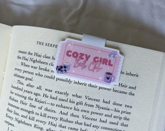 Cosy Girl Book Club magnetische bladwijzer, leuk cadeau boekenliefhebber, leesgrage accessoire, bladwijzer romantiek lezer, cadeau boekenwurm