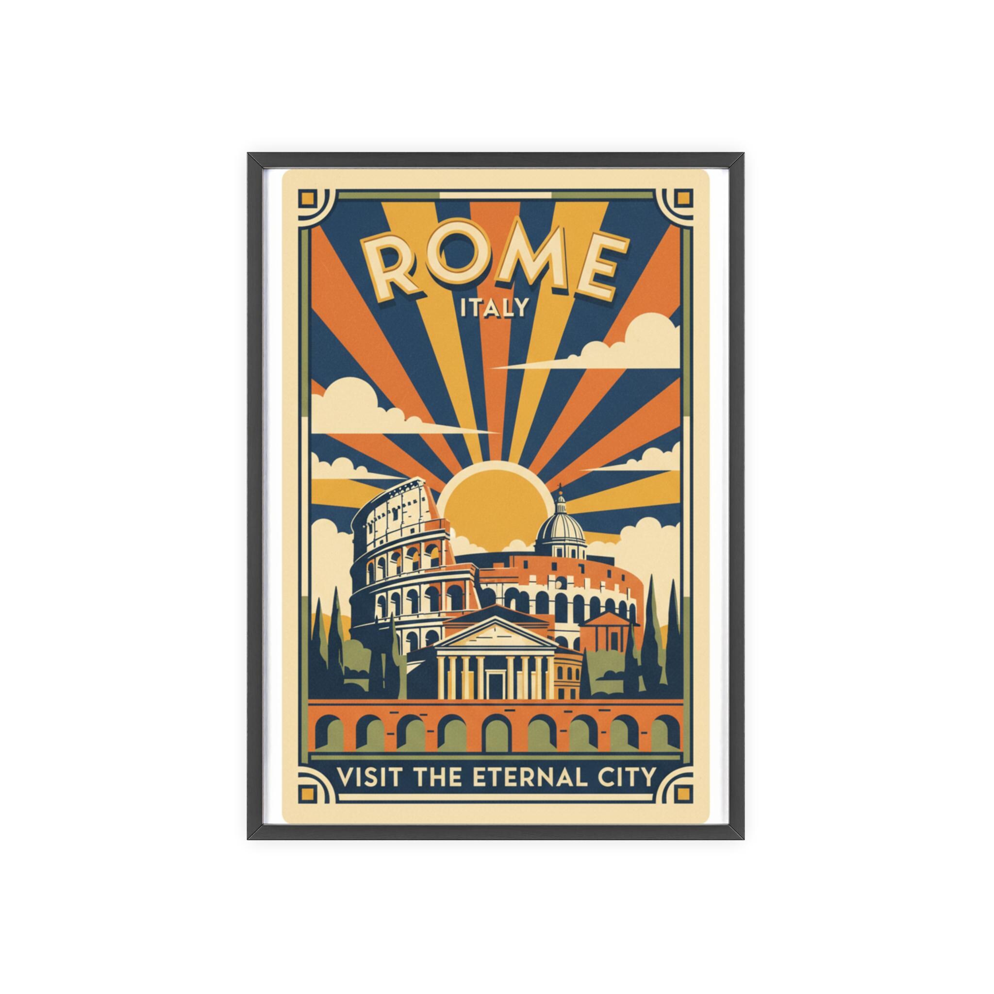 Vintage Rome Poster: Italy Travel Art Print With Wooden Frame - Etsy