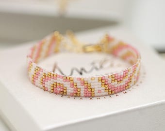 Bead Loom Pattern PDF - Elegant Bracelet - Miyuki Delica Beads - Flowery Pattern | AURORA ROSE