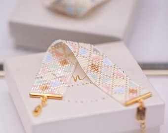 Bead Loom Bracelet Pattern – Boho Style, Miyuki Delica 11/0 (PDF Pattern) | EASTER PASTELS