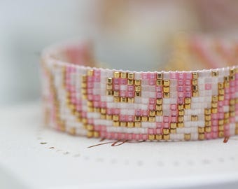 Bead Loom Pattern PDF - Elegant Bracelet - Miyuki Delica Beads - Flowery Pattern | AURORA ROSE