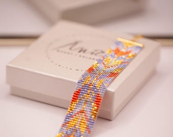 Bead Loom Bracelet Pattern – Geometric Art Deco Boho (Digital PDF Pattern) | SANTORINI