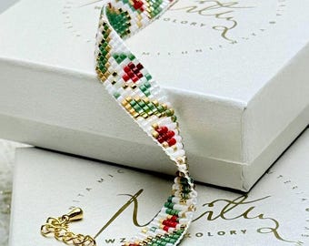 Loom Bracelet Pattern PDF - Miyuki Delica 11/0 - Floral Bead Pattern - Digital Download - MEADOW WHISPERS