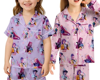 Conjunto de pijama KPop Demon Hunters Huntrix para niños, pijama de dibujos animados y anime, pijama infantil inspirado en el Kpop, regalo de cumpleaños para niños y niñas.