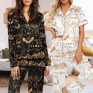 ACOTAR Velaris Of Starlight Satin Pajamas, Night Court Pajama Set, Velaris Sleepwear, Sarah J Maas Inspired PJs, Book Lover Gift