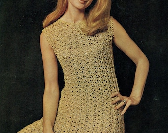 1960s Crochet Mini Dress Pattern: Bust 32-40" (PDF Download)