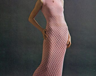 1960s Crochet Evening Dress Pattern: Vintage Style (32-38" Bust) (PDF Download)