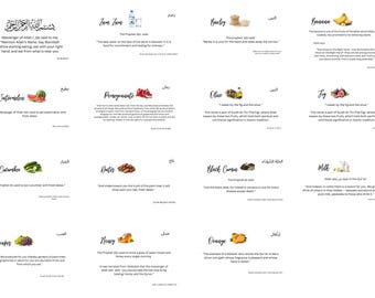 Sunnah Set Up Foods Cards | Islamic Nutrition Printables | Quran & Hadith Food Cards | Muslim Educational Wall Cards | Digital Download