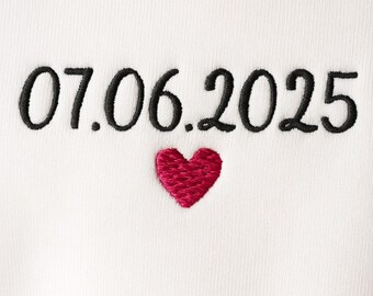 Personalized Embroidered Date Sweatshirt | Valentine's Day Gift for Couples | Handmade Hoodie from Lille