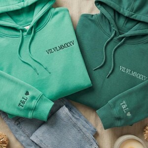 Couple Hoodie Valentines Day Date Embroidered Gift 画像 5