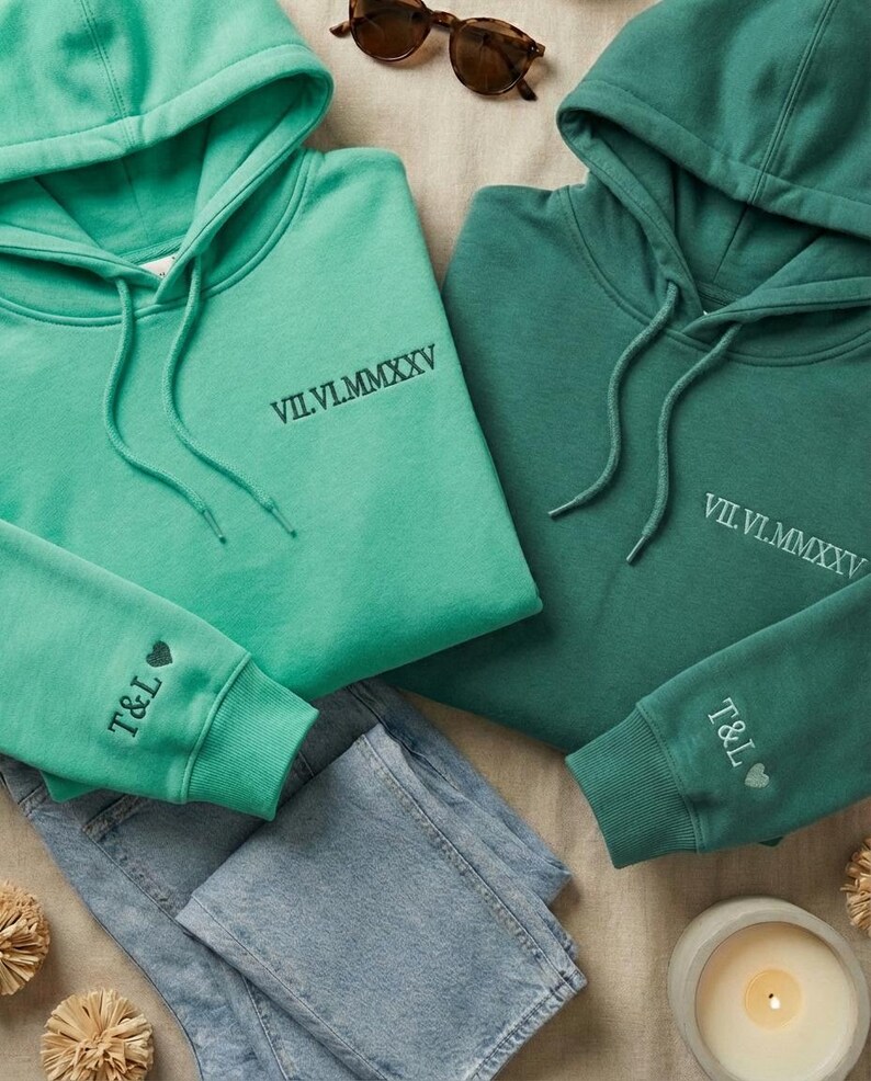 Couple Hoodie Valentines Day Date Embroidered Gift 画像 5