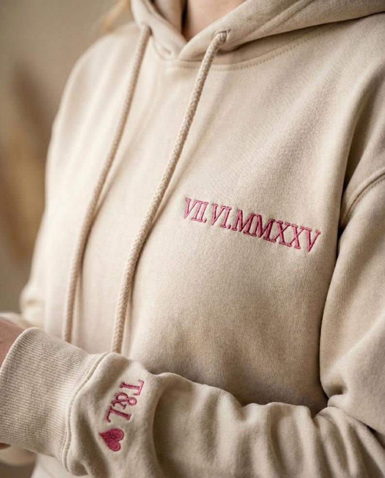 Couple Hoodie Valentines Day Date Embroidered Gift 画像 2