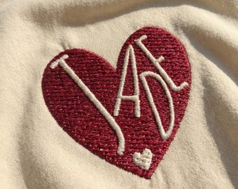 Personalized Embroidered Heart Sweatshirt with Text | Valentine's Day Gift