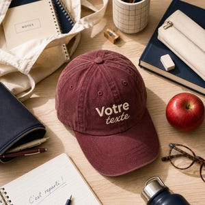 Casquette brodée personnalisée · Ton mot en lettres rondes (MAMA, DAD, prénom) broderie arc    · Cadeau original unisexe · Brodée en France