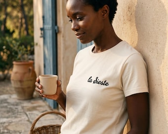 Personalized embroidered tee · your phrase in script · Le Script · cotton made in France · custom quote funny statement gift