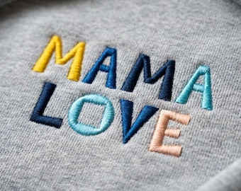 Personalisiertes, besticktes Vereins-Sweatshirt mit mehrfarbiger Botschaft | Geschenk für Familie, Geschwister, Vatertag, Muttertag | Handgefertigter Hoodie aus Lille | 22 Farben