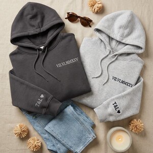Couple Hoodie Valentines Day Date Embroidered Gift 画像 11