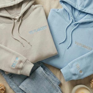 Couple Hoodie Valentines Day Date Embroidered Gift 画像 9