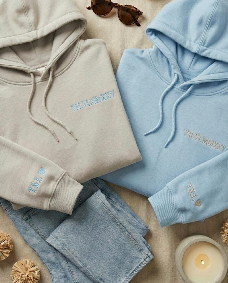 Couple Hoodie Valentines Day Date Embroidered Gift 画像 9