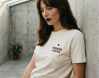 Custom embroidered family tee · La Meute · Mama Wolf Papa Wolf · heart embroidered · matching set · embroidered in France