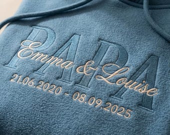 Personalisiertes, besticktes Sweatshirt mit Namen und Datum | Muttertag, Oma-Tag, Junggesellinnenabschied, Hochzeit, Verlobung, Herren/Damen