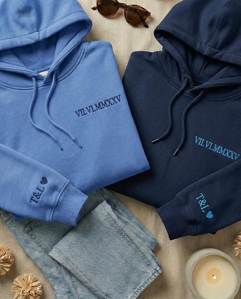 Couple Hoodie Valentines Day Date Embroidered Gift 画像 8
