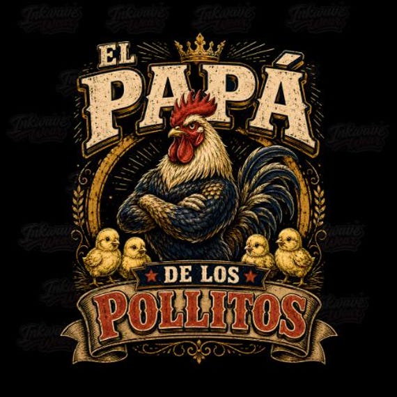 El Papa De Los Pollitos Rooster PNG, Funny Dad Shirt Design, Vintage Dad PNG, Father's Day PNG, Hispanic father gift, Sublimation Design