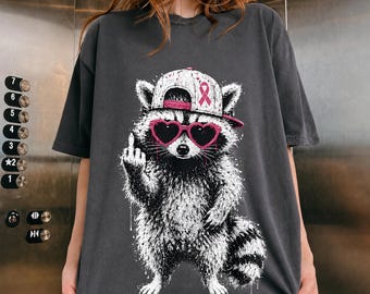 Hey Cancer Raccon PNG, Breast Cancer Awareness png, Breast Cancer Month Png, Breast Cancer Fighter Png,Cancer Awareness, Sublimation Design
