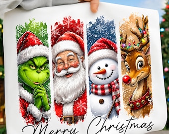 Merry Christmas PNG, Retro Grinc Christmas PNG,Christmas Characters Png, Merry Grinchmas Png, Green Mean Guy with Friends (Digital Download)