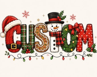 Custom Name Png ,Christmas PNG, Christmas Shirt PNG, Cute Holiday Typography Design, Santa Snowman Gingerbread Christmas Sublimation